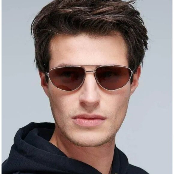 NEW CL40077U 16J CELINE MEN SUNGLASSES OVAL SILVER EYEWEAR - Picture 3 of 4